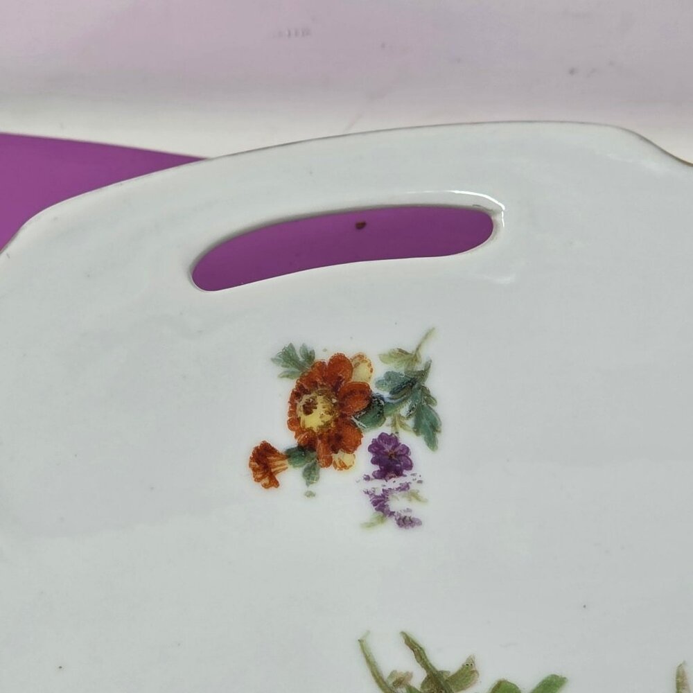 Vintage Bavaria Floral Porcelain Decorative Serving Plate With Handles - Picture 4 of 9